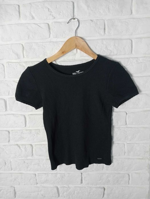 Crop, t-shirt bawełniany bluzka damska miękka czarna S/36/8