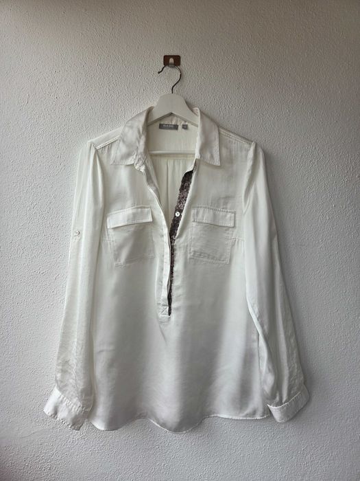 Blusa branca estilo camisa da Rabe, tamanho 38