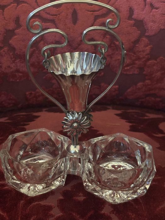 Especieiro e paliteiro em prata portuguesa contraste javali