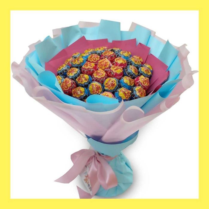 Bukiet lizaki Chupa Chups mix smaków. Prezent na Urodziny, Ślub