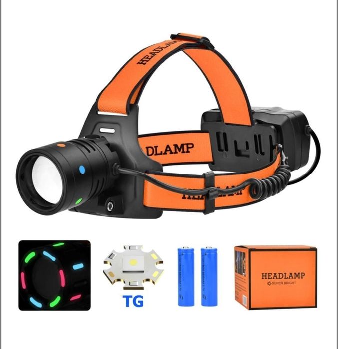 Потужний однорежимний ліхтар налобний BL-T203-TG, 2x18650