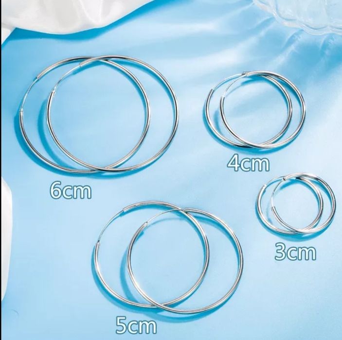 Серьги кольца 3см, 4см, 5см и 6см