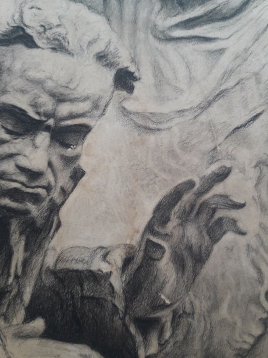 Duży stary obraz tyt. Marche Funebres  in heros