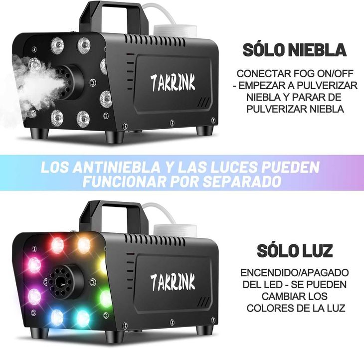 Máquina de Fumo 500W 8 Leds e 13 Cores e 4 Modos com Comando