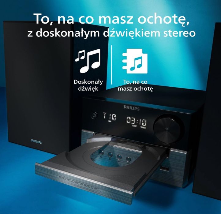 Philips Audio Mikrowieża hifi TAM3505M2, CD, Bluetooth, USB, FM i DAB