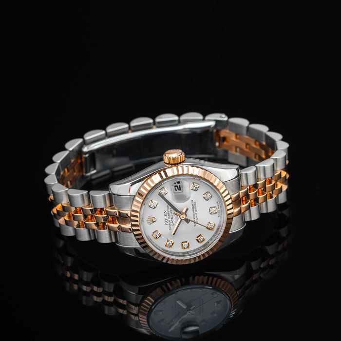 Zegarek Rolex Lady Datejust 26mm biała tarcza z diamentami, stal i Everose