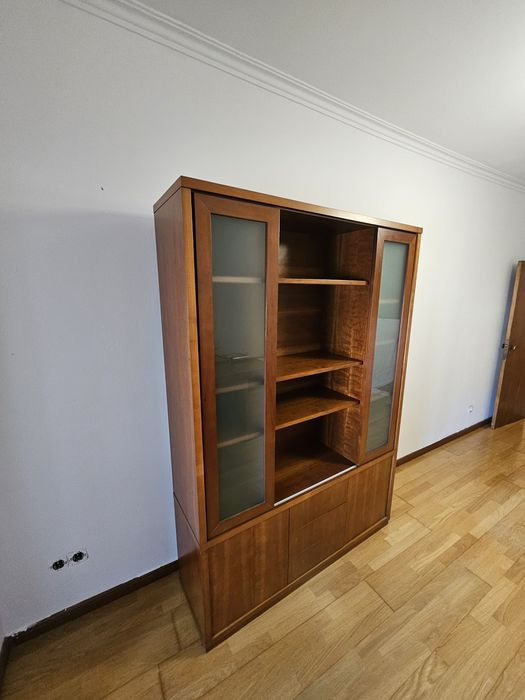 Conjunto de Escritório em Madeira Maciça: Secretária de Alta Qualidade + Armário Estante