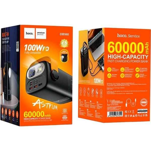 Павербанк Hoco DB160 Astrum, 60000mAh, PD100W, Black