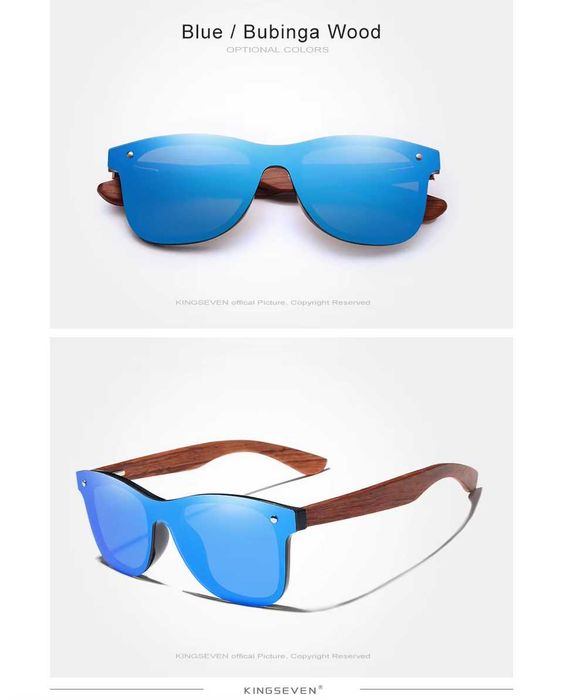 Окуляри KINGSEVEN Polarized UV400 сонцезахисні Blue Дерево Оригінал