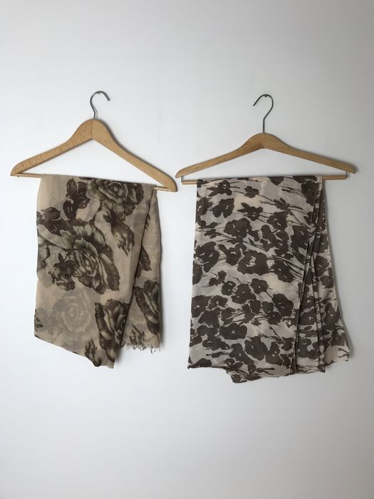 Zestaw 2 chusty, brązowe, beżowe apaszki jesienne vintage