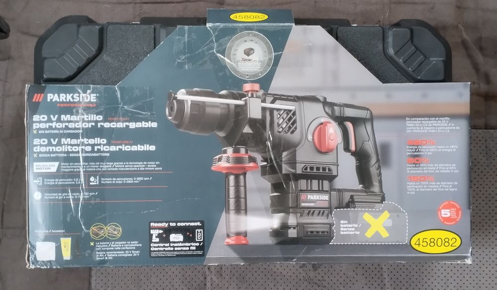 Martelo perfurador de 5,8 joules Parkside Performance a bateria 20V