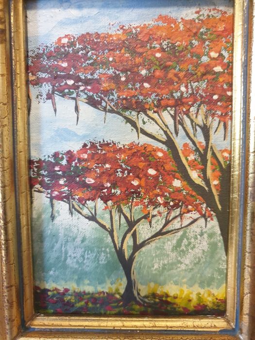 3 lindas pinturas paisagísticas africanas sobre tela emolduradas