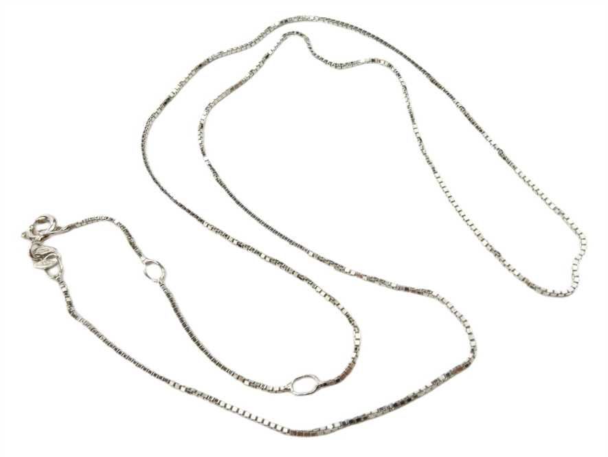 Modny srebrny łańcuszek kostka 45cm 0,8mm