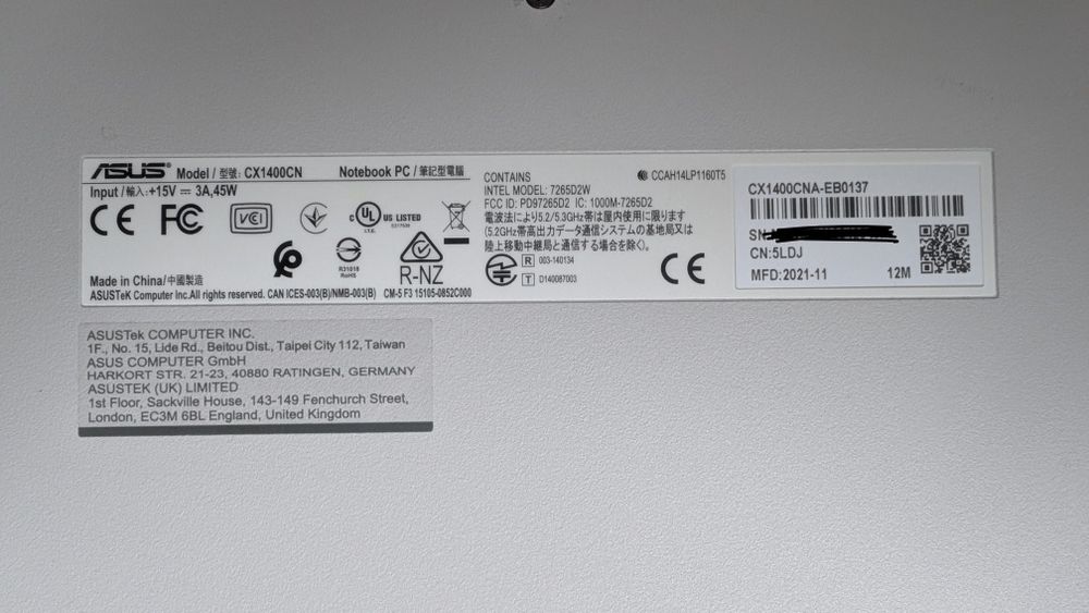 ASUS Chromebook CX1400CNA 14" / N3350 / 8GB RAM / Bateria 95% Stan BDB Wymiana