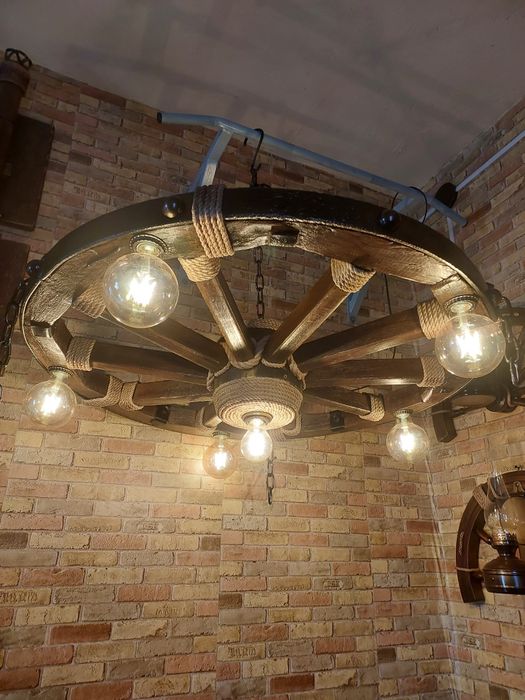 Люстра колесо воза,телеги #2 оригинал 95см дерево