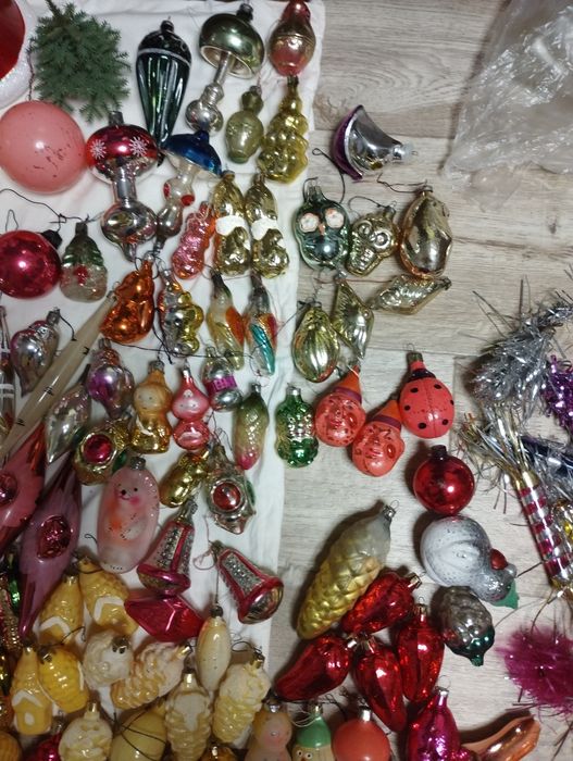 Искусственные новогодние елки дождик Дед мороз игрушки новогодние СССР