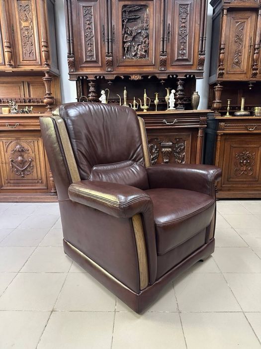 Комплект шкіряний диван крісло дерево  кожа 3361