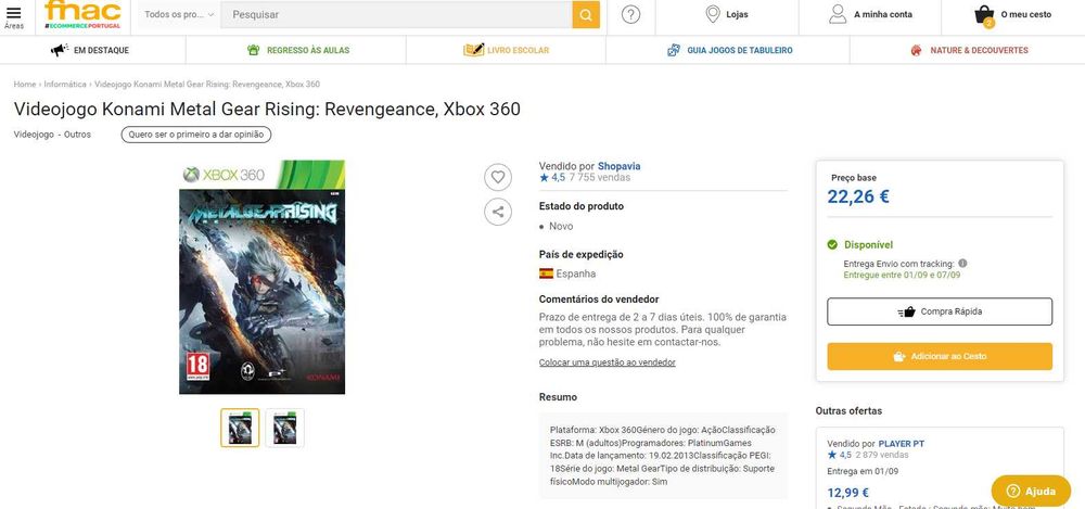 Xbox 360- Metal Gear Rising: Revengeance (selado)