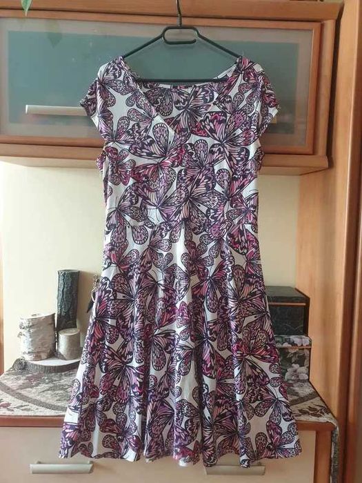 Sukienka vintage w motyle butterfly dress M/L