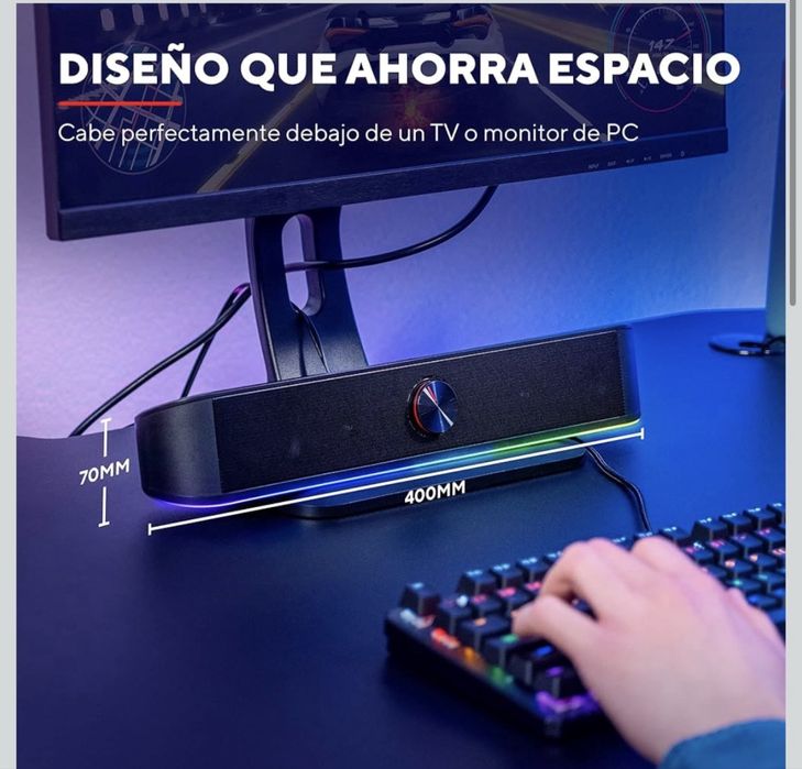 Coluna barra de som gaming rgb