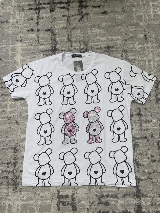 Biała damska bluzka koszulka rozmiar M cyrkoniowe misie