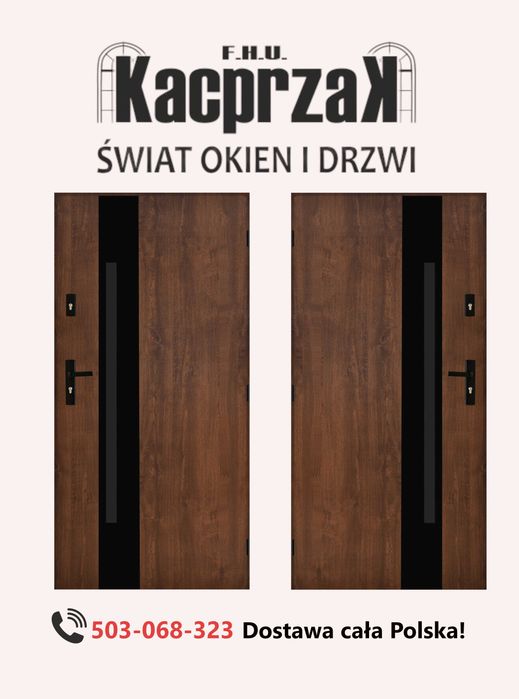 Drzwi KACPRZAK 90x200 Drzwi Zewnętrzne MARS 01 Orzech Lider OLX
