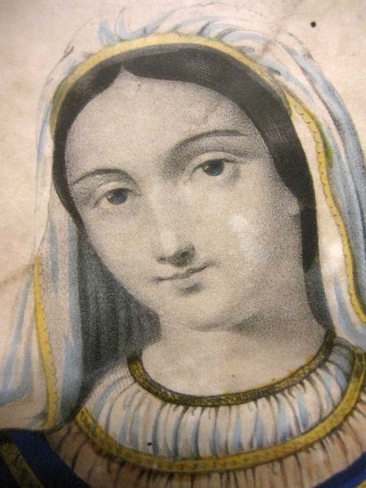 gravura colorida â mão Sec. XIX - Santa Maria -Paris Miné Imp. Editeur