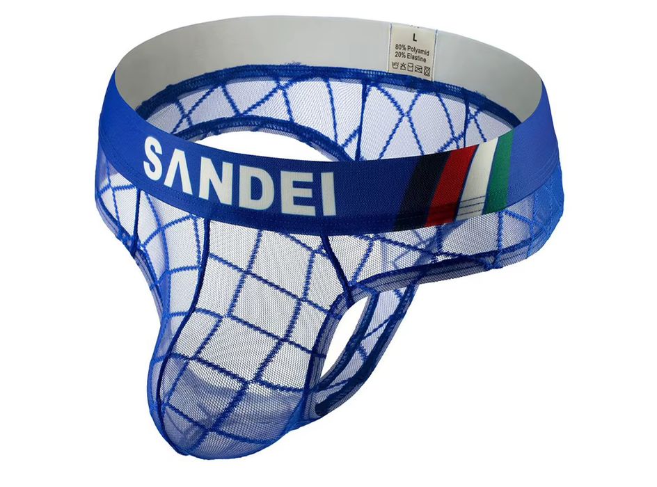 Męskie przeźroczyste stringi SANDEI, siateczka, elastyczna guma - XL