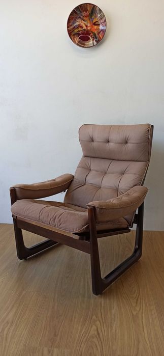 Fotel skórzany Genega Møbler, Dania, lata 60.