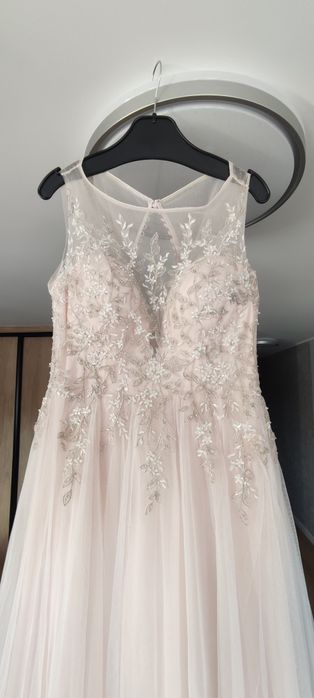 Suknia ślubna ecru długa M