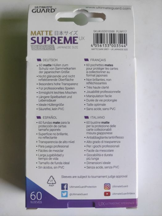 Ultimate Guard Supreme UX Matte Sleeves, NOVAS!