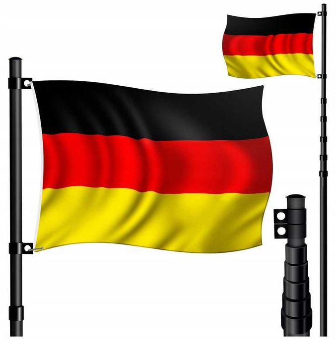 Maszt na flagę teleskopowy 6,3M + FLAGA NIEMIEC KESSER