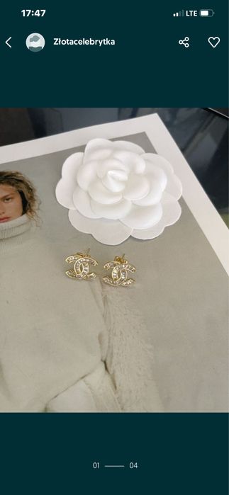 Kolczyki cc średnie kryształki  pozłacane