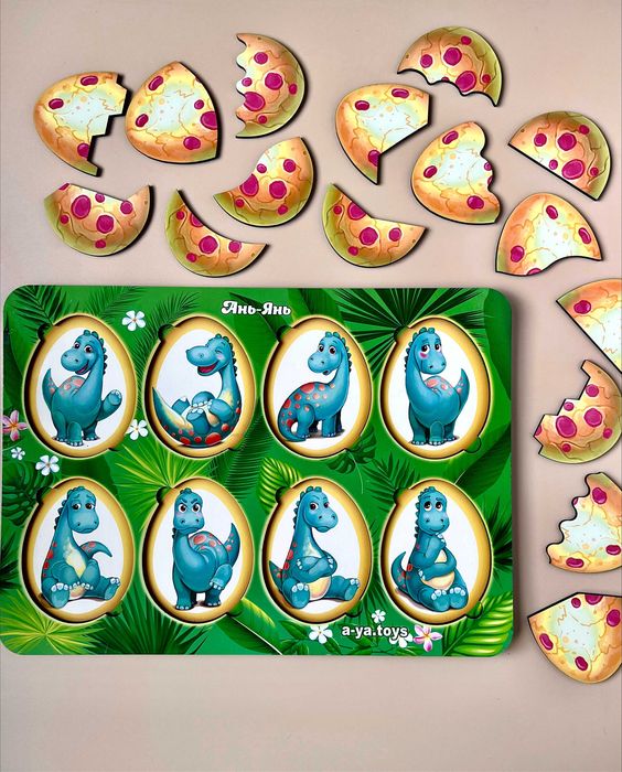 Drewniane puzzle «Emocje dinozaurów»