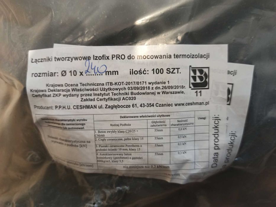 Łączniki Izofix PRO do mocowania  termoizolacji