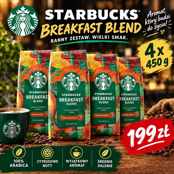 Kawa ziarnista Starbucks Breakfast blend 450gram x 4 opakowania
