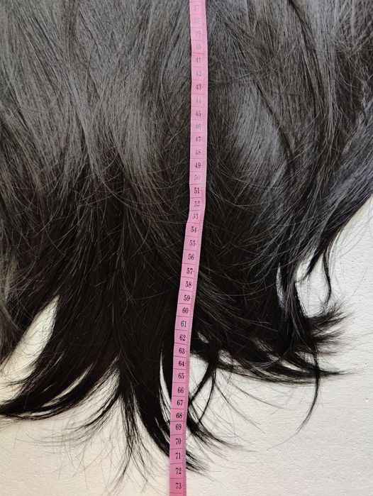 Nowa realistyczna czarna długa prosta peruka z grzywką wig