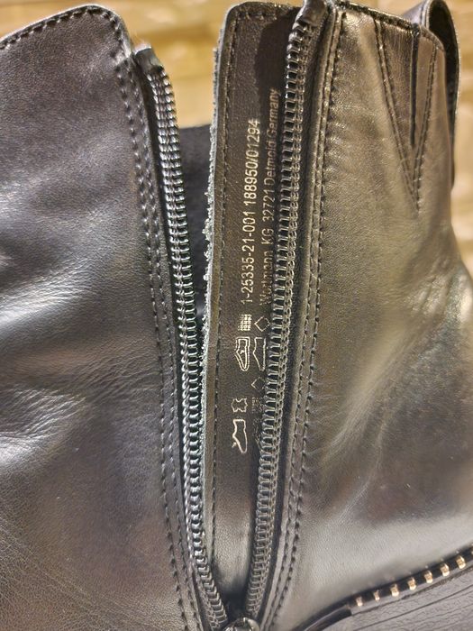 Czarne  skórzane buty botki Tamaris r. 36