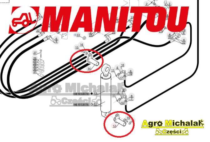 Sworzeń siłownika kompensacji Manitou org MLT635, MLT737, 741, 733,