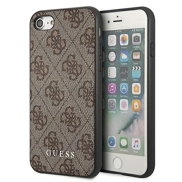 Etui Guess 4G Metal Gold Logo na iPhone SE 2022 / 2020 / 7 / 8 - brązo