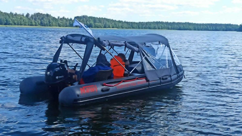 Ponton NawiPoland 450 cm, namiot, przyczepa Miro-Car Sidka S1