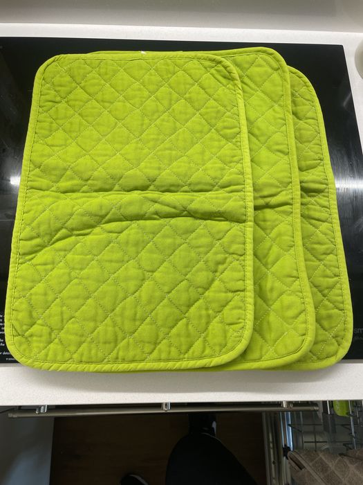 6 Individual Green Cotton Napkins for Meals