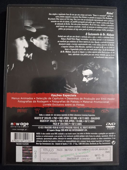 DVD Matou e O Testamento do Dr. Mabuse.