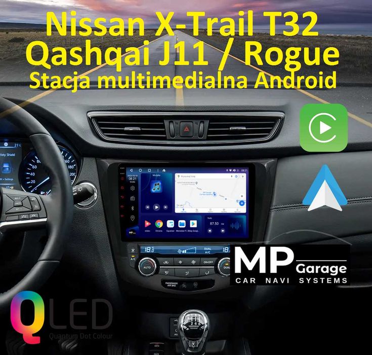 Nissan X-Trail/Qashqai Nawigacja Android11 Carplay/AndroidAuto 4G Qled