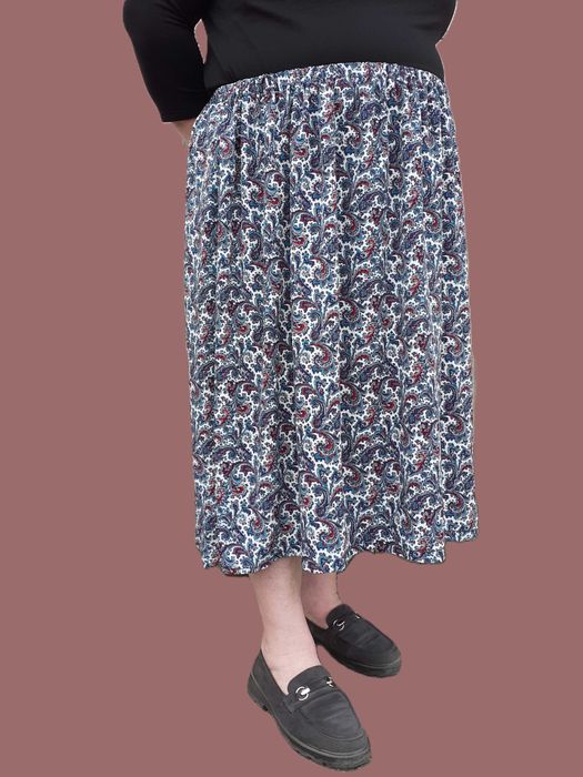 54 56 Jak nowa spódnica w gumę midi letnia plażowa wzory paisley retro