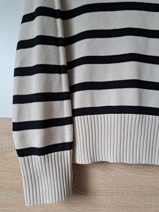 Gina Tricot damski sweter kremowy czarny paski L też M S wiosna lato