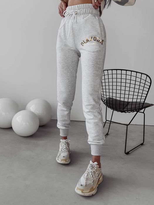 Spodnie damskie Olavoga Mone S M czarne szare brązowe grafifowe