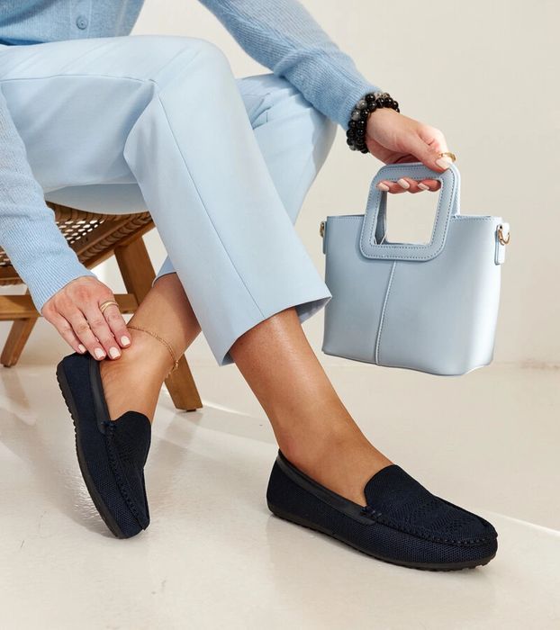 Granatowe materiałowe mokasyny Fiammetta