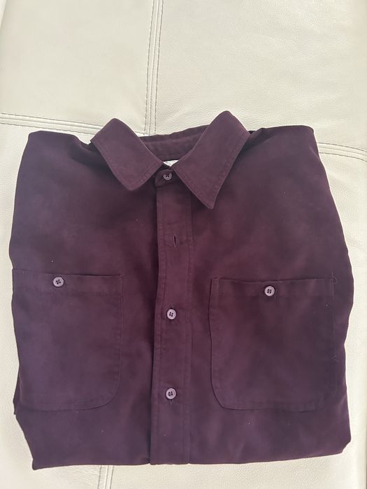 Bordowa amerykańska koszula welurowa grubsza 176-182