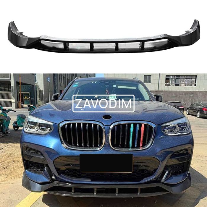 Губа BMW G01 2018-22 сплітер переднього бампера X3 M Tech Чорний глянець сплитер г01